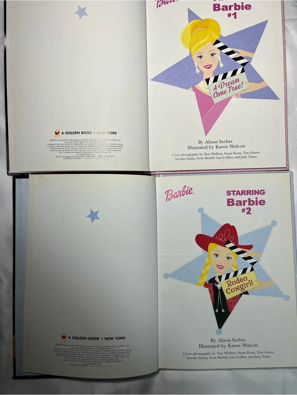 2 Barbie Golden Books HC Lot 2003 Rodeo Cowgirl A‎ Dream Come True #1 #2